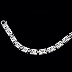 3 Carats Natural Earth Mined Diamond Mens Block Link Bracelet White Gold 14K