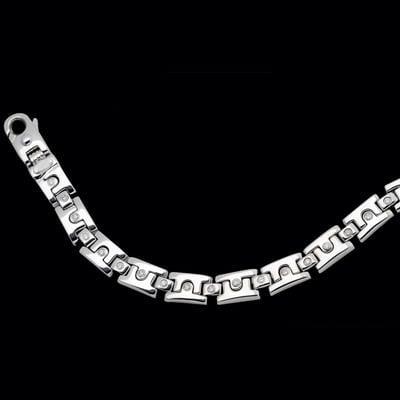 3 Carats Small Diamonds Mens Block Link Bracelet White Gold 14K Mens Bracelet