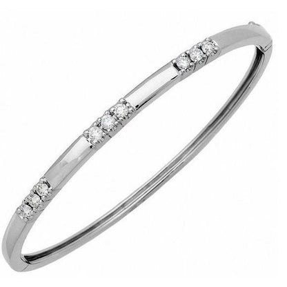 1.35 Ct Brilliant Cut Diamonds Bangle Bracelet 14K White Gold Bangle