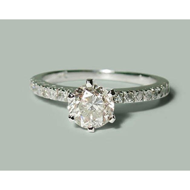  Lady’s White Gold Round Anniversary Solitaire Ring with Accents Diamond