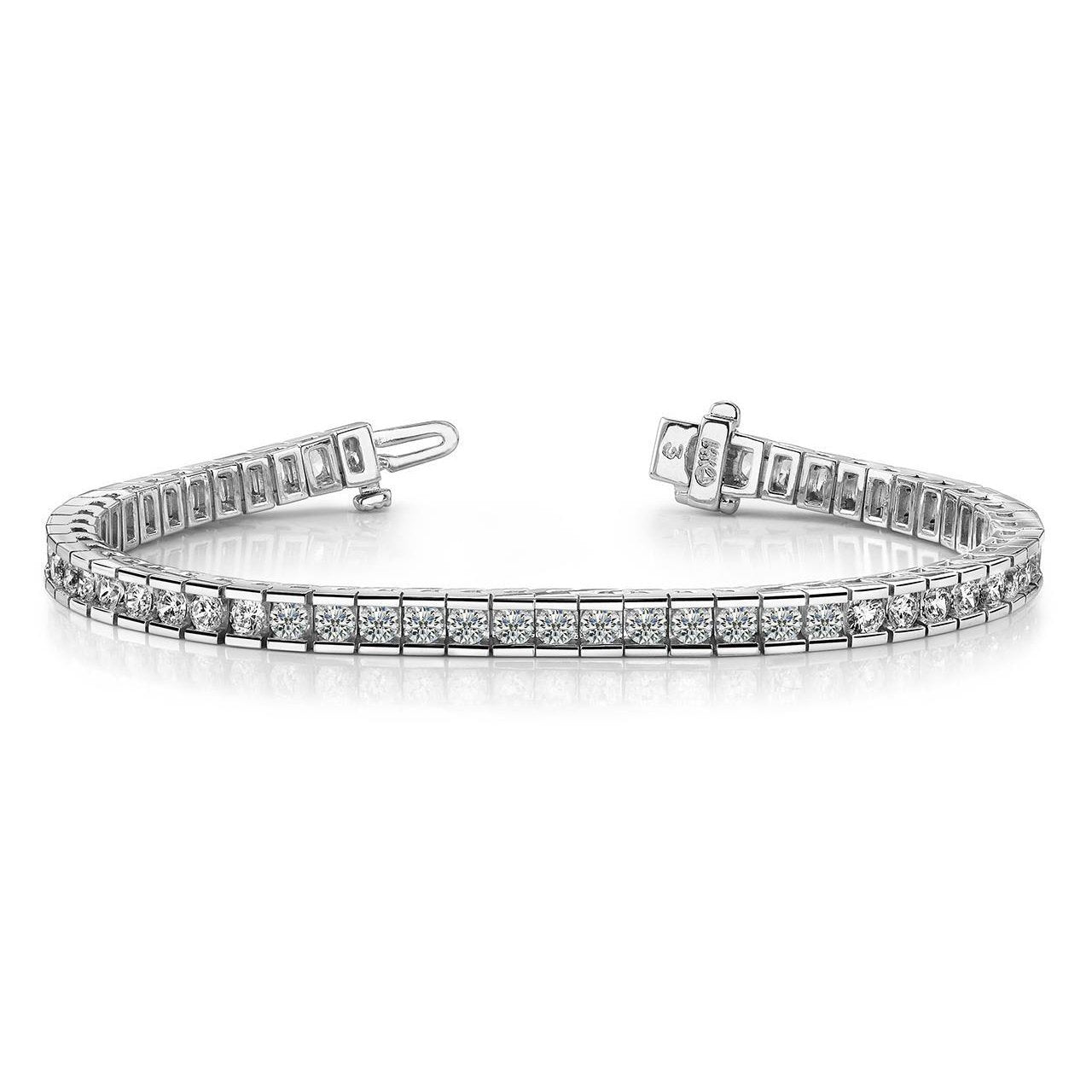 13.50 Carats Round Cut Diamonds Box Tennis Bracelet White Gold 14K Tennis Bracelet