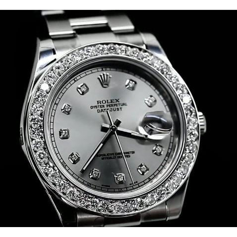 Watch Bezel Stainless Steel Diamond Bezel Rolex Watch Silver Diamond Dial Ii