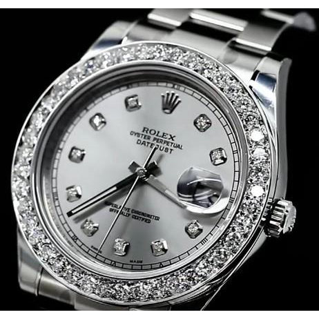 Stainless Steel Diamond Bezel Rolex Watch Silver Diamond Dial Ii Watch Bezel