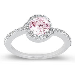1.35 Ct Pink Sapphire & Round Diamonds Engagement Ring Gemstone WG 14K
