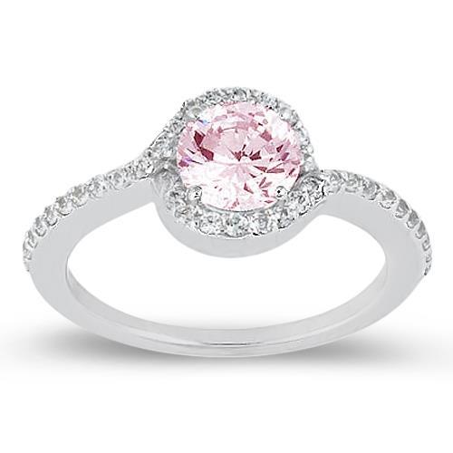 New Ladies Pink & White Round Diamonds Engagement Ring Gemstone White Gold   Gemstone Ring