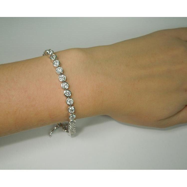 5 Carats Bezel Set Diamond Tennis Bracelet White Gold