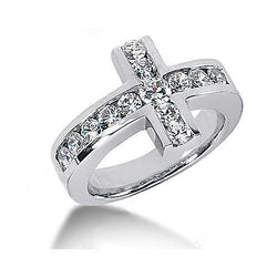 Real  Diamonds Cross Shape Engagement Fancy Ring 1.41 Ct. White Gold 14K