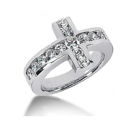1.4 Ct. Diamonds Cross Shape Engagement Fancy Ring White Gold Engagement Ring