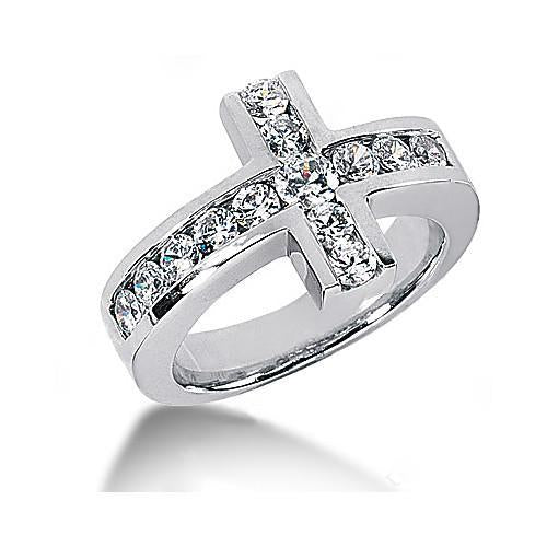 1.4 Ct. Diamonds Cross Shape Engagement Fancy Ring White Gold Engagement Ring