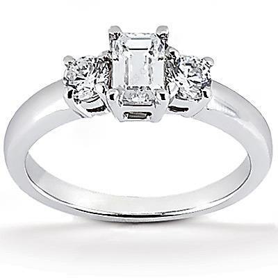 1.4 Ct. Diamonds Three Stone Ring Emerald Cut Gold Ring Three Stone Ring