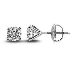 1.4 Ct Four Prong Set Round Natural Earth Mined Diamond Women Stud Earring