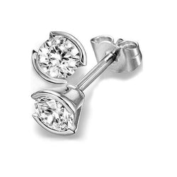 1.4 Ct Round Cut Bezel Set Solitaire Diamond Stud Earring