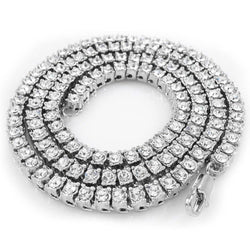 14 Ct Round Diamond Strand Tennis Necklace 28 Inch White Gold 14K