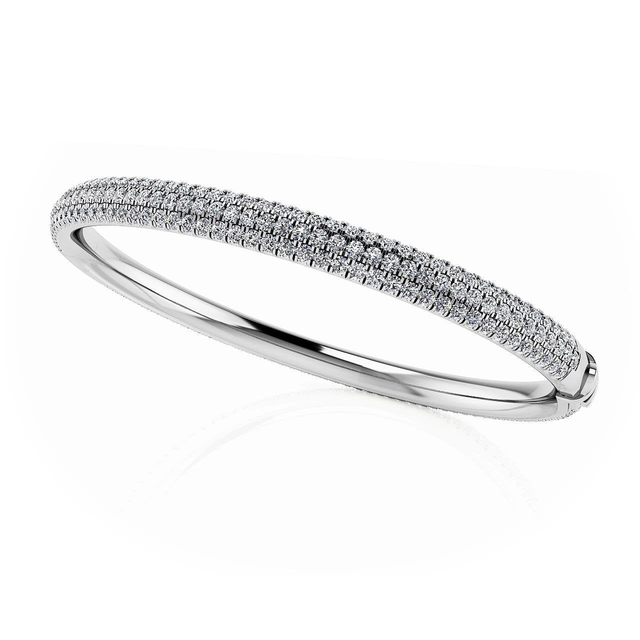 14 Ct Round Prong Set Three Row Diamond Bangle Bangle
