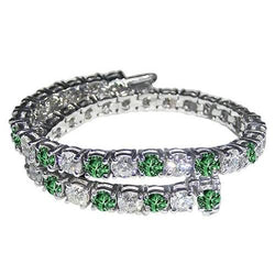 14.05 Ct. White Green Natural Earth Mined Diamonds Tennis Bracelet White Gold