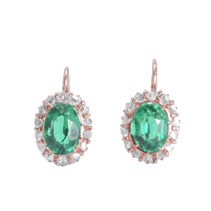  Women Jewelry   Oval Green Tourmaline Diamond Earring   Rose Gold