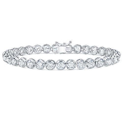 14.40 Carats Round Cut Natural Diamond Women Bracelet White Gold 14K