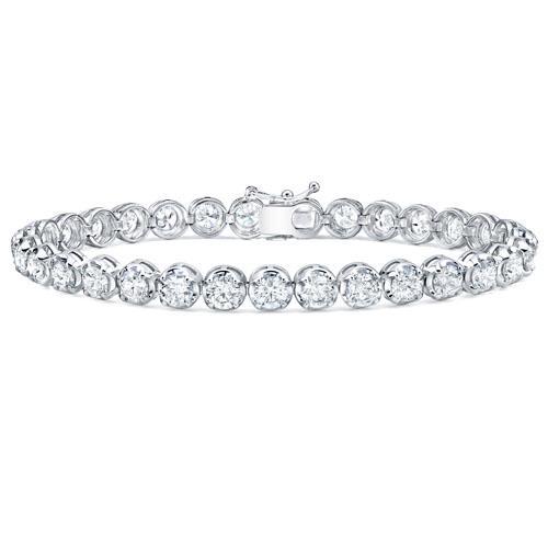 14.40 Carats Round Cut Lab Grown Diamond Women Bracelet White Gold 10K