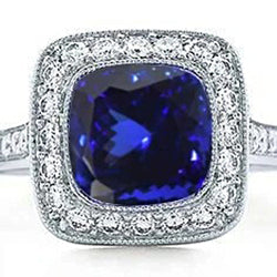 14.75 Ct Bezel Set Tanzanite With Natural Earth Mined Diamonds Ring Gold 14K