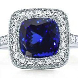 Elegant Woman's  Bezel Set Tanzanite With Diamonds Ring Gold