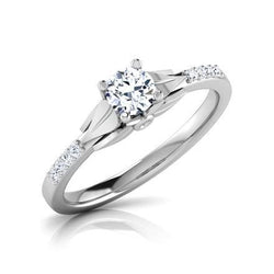 Real  1.40 Carats Round Cut Diamond Engagement Ring White Gold 14K