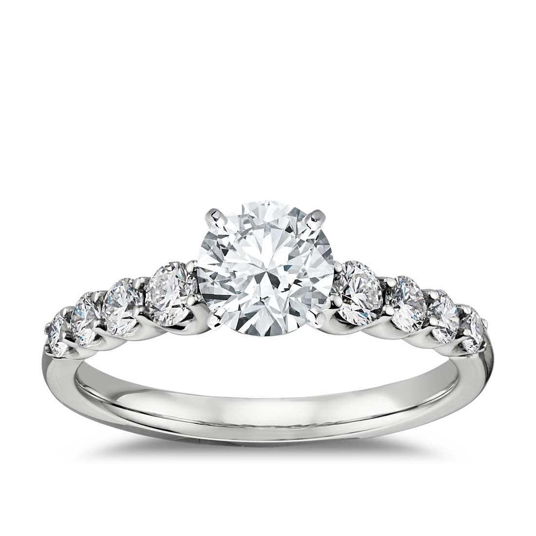 New Solitaire Ring with Accents White Gold Diamond  