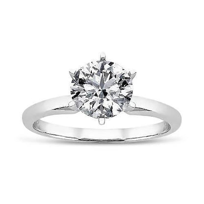 Round Diamond Solitaire Wedding Ring Gold White 14K 