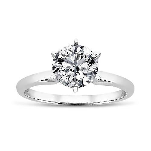 Round Diamond Solitaire Wedding Ring Gold White 14K 