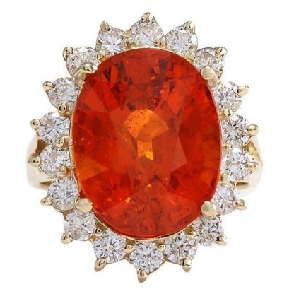 natural round garnet 14ct ring front view