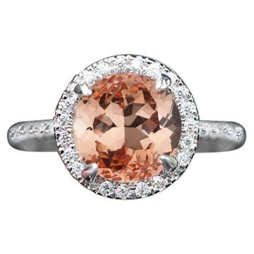  Best Brilliant Cut Morganite And Diamonds Anniversary Ring Gold Gemstone Ring
