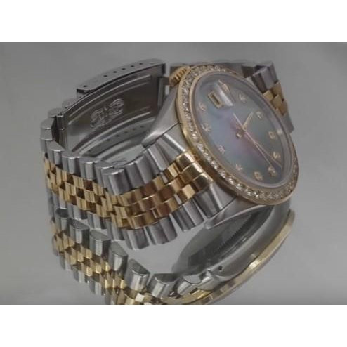Watch Bezel Rolex Datejust Watch 3.5 Carats Custom Diamond Bezel Two Tone