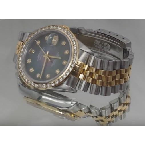 Rolex Datejust Watch 3.5 Carats Custom Diamond Bezel Two Tone Watch Bezel