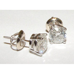 1.42 Ct Round Diamond Stud Earrings Studs Genuine 14K White Gold