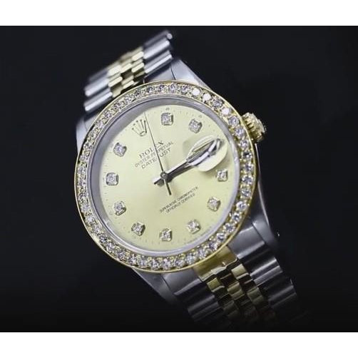 Watch Bezel Custom Diamond Dial Bezel 4 Carats Rolex Datejust Watch Bracelet