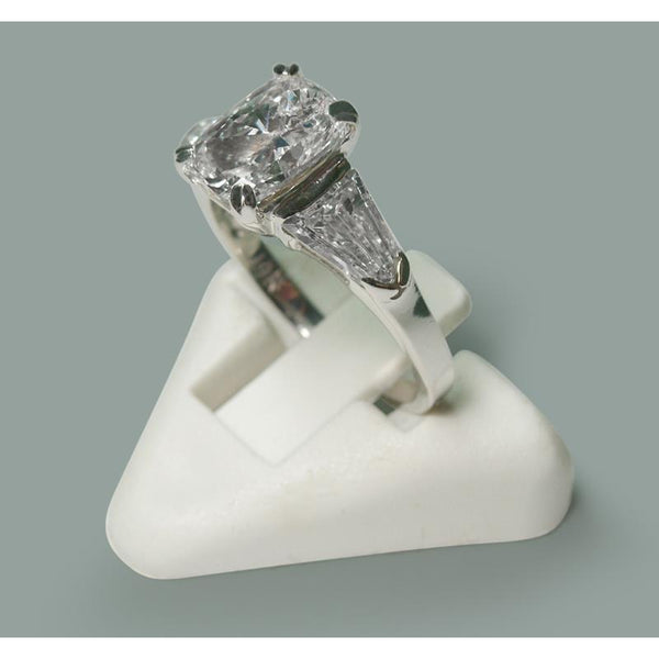 Three Stone Ring 2.60 Ct Radiant Bullet Diamonds Three Stone Style Ring
