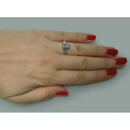 2.60 Ct Radiant  Bullet Diamonds Three Stone Style Ring Three 