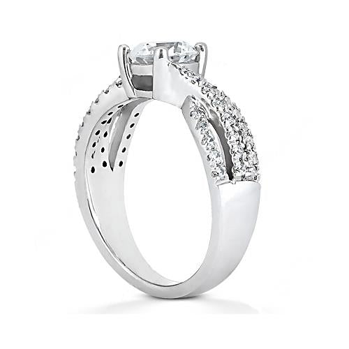 Lady’s White Gold Round Anniversary Solitaire Ring with Accents Diamond