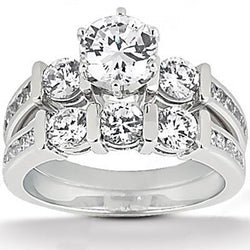 Diamond Engagement Anniversary Set 2.45 Carats White Gold Ring
