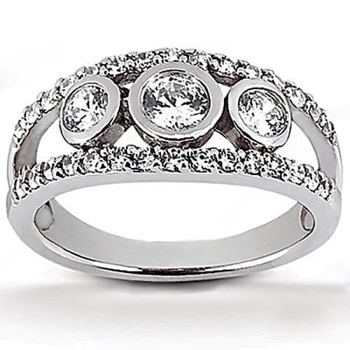 1.46 Carat Three Stone Diamond Engagement Ring White Gold Three Stone Ring