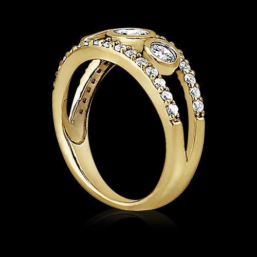 1.46 Ct Round Brilliant Diamonds Yellow Gold Ring Engagement Ring