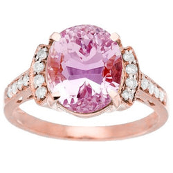 14 Ct Oval Kunzite With Diamond Ring Rose Gold 14K
