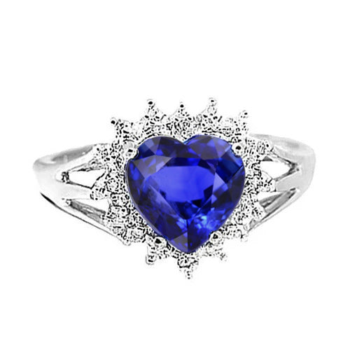  Elegant Woman's Heart Sri Lanka Blue Sapphire And Diamonds Ring