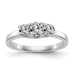 14K Gold 3 Stone Ring Round Old Mine Cut Real Natural Earth Mined Diamond 2.50 Carats Jewelry