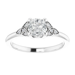 14K Gold Cushion Old Mine Cut Natural Earth Mined Diamond Ring Love Knot Style 3.75 Carats