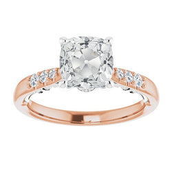 14K Gold Cushion Wedding Old Miner Real Natural Earth Mined Diamond Ring 4.25 Carats