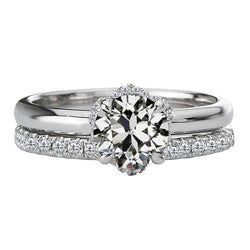 14K Gold Engagement Ring Set Round Old Mine Cut Real Natural Earth Mined Diamond 5 Carats