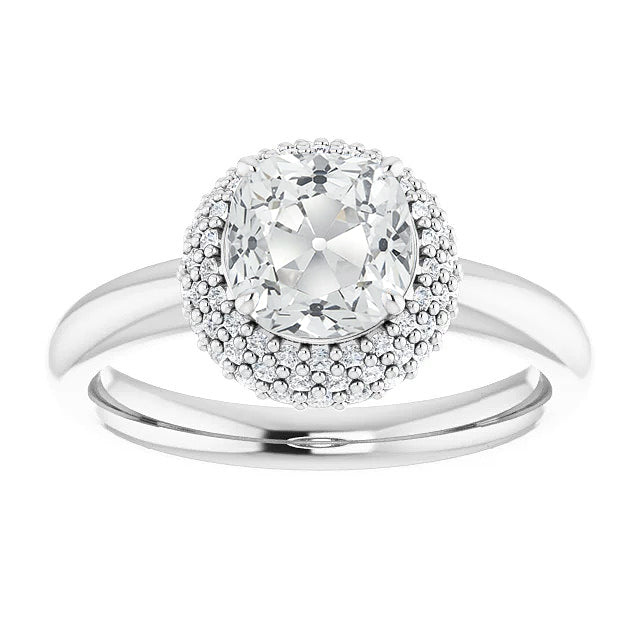 Gold Halo Engagement Ring Old Miner Diamond