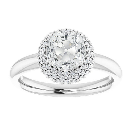 Gold Halo Engagement Ring Old Miner Diamond