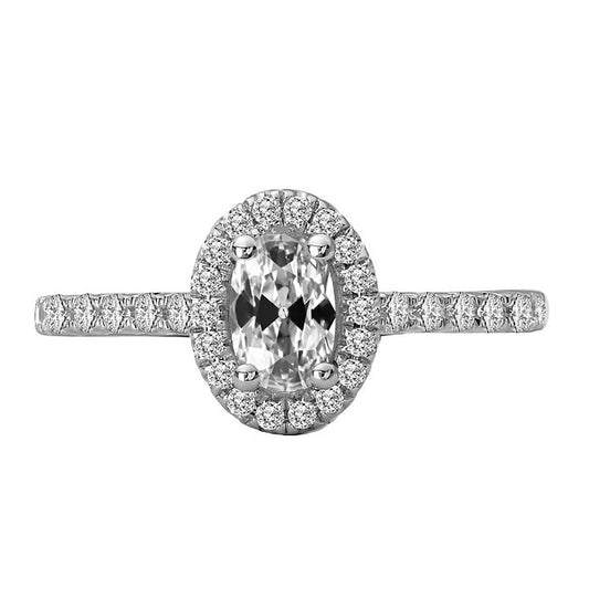 14K Gold Halo Old Miner Diamond Ring