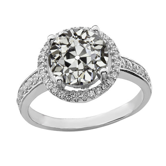 natural round diamond 3.50ct ring front view